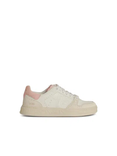 Premiata Quindd White Leather Sneakers In Red