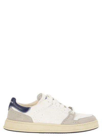 Premiata Quinn 7323 - Leather Trainers In White/blue