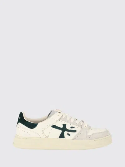 Premiata Quinn Calfskin Sneakers With Crackle Leather Details In White 1