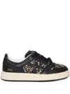 Premiata Smooth Leather Sneakers With Metallic Accents In Black