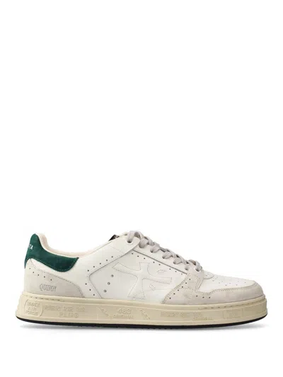 Premiata Quinn Suede Leather Sneakers In White