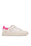 Premiata Leather Sneakers With Textured Upper In Bianco