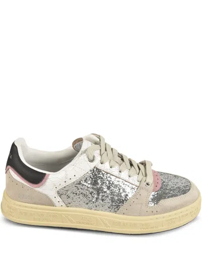 Premiata Quinnd Glittered Leather Sneakers