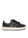 Premiata Smooth Leather Sneakers With Metallic Accents In Black