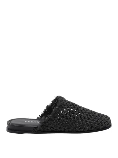 Premiata Rafia Sabot Sandals In Black