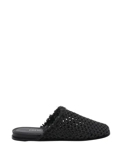 Premiata Rafia Sabot Sandals In Black