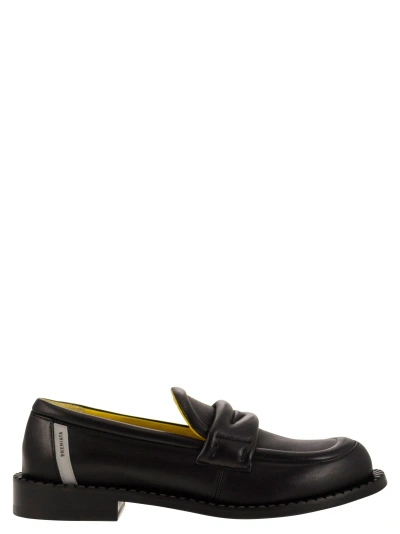 Premiata Logo-patch Leather Loafers In Black