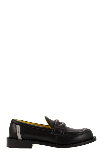 Premiata Logo-patch Leather Loafers In Black