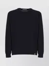 Premiata Ribbed Crewneck Cotton Sweater With Long Sleeves In Blue