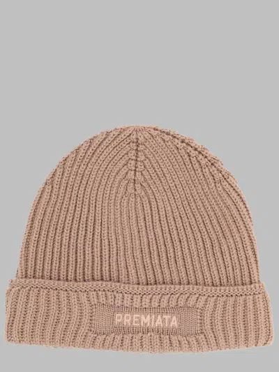 Premiata Ribbed Knit Beanie In Brown
