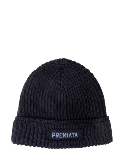 Premiata Ribbed Knit Beanie In Blue