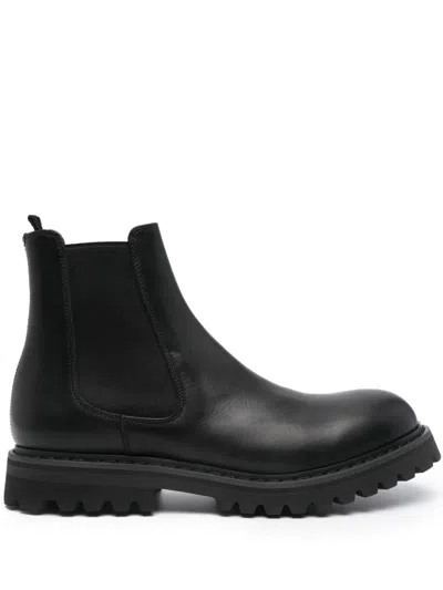 Premiata Round-toe Leather Ankle Boots In Black
