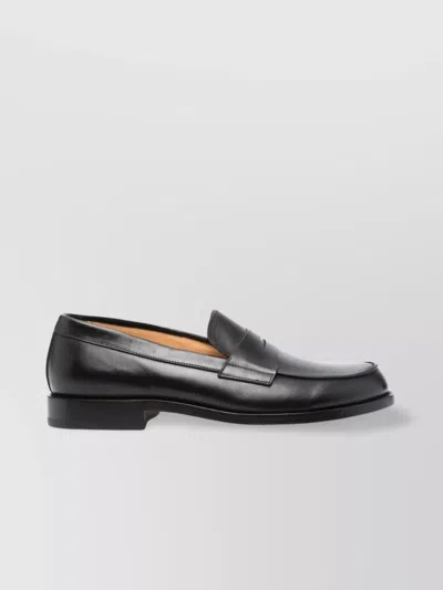 Premiata Round Toe Penny Loafers With Stacked Heel In Black