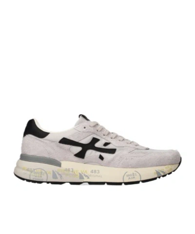 Premiata Layered Sneakers With Textured Sole And Cushioned Finish In Gray