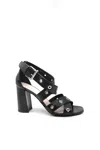 Premiata Heel Block Strappy Sandals Eyelet In Black