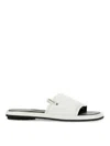 Premiata Sleek White Slide Sandal With Lamb Leather Upper In White
