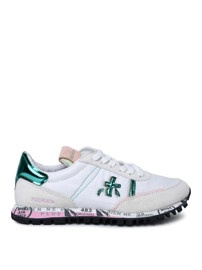 Premiata Seand White Fabric And Leather Trainers