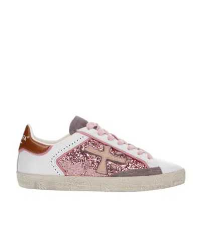 Premiata Sequined Lace Low-cut Casual Shoes In Pink