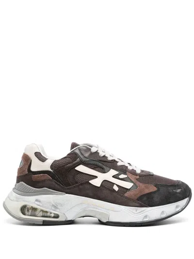 Premiata Sharky Panelled Low-top Sneakers In Brown