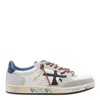 Premiata Low Top Sneakers With Round Toe And Stitching In White
