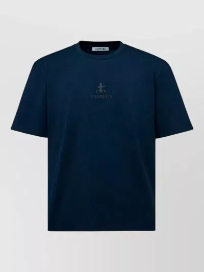 Premiata Short Sleeve Crew Neck Cotton T Shirt In Blue