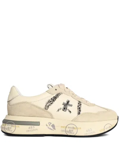 Premiata Side Logo-stamped Sneakers In Neutral