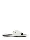 Premiata Sleek White Slide Sandal With Lamb Leather Upper In White