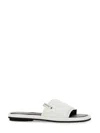 Premiata White Slide Sandal With Lamb Leather Upper In White