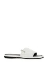 Premiata Sleek White Slide Sandal With Lamb Leather Upper In White