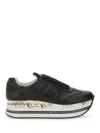 Premiata Beth Sneakers In Fabric And Black Leather In Black