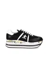 Premiata Beth Sneakers In Black Leather And Fabric In Black