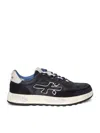 Premiata Layered White Sneakers With Textured Leather And Tpu Overlays In Blue