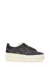 Premiata Platform Sneakers With Glitter And Contrast Tab In Black
