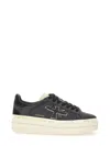 Premiata Platform Sneakers With Glitter And Contrast Tab In Black
