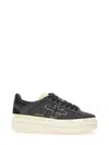 Premiata Platform Sneakers With Glitter And Contrast Tab In Black