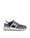 Premiata Lander Sneakers In Blue Suede And Fabric In 7203