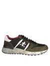 Premiata Lander Sneakers In Green Suede And Fabric In Green
