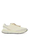 Premiata Light Beige Calf Leather Low-top Sneakers With Metallic Accents In Multi