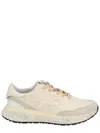 Premiata Beige And Cream Leather Sneakers With Textured Detailing In White
