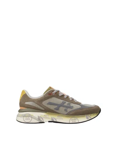 Premiata Layered Design Sneakers With Mesh In Animal Print