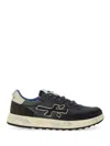 Premiata Layered White Sneakers With Textured Leather And Tpu Overlays In Black