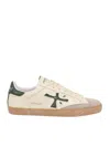 Premiata Steven Round Toe Sneakers With Contrast Sole In White