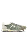 Premiata Lucy Sneakers In Green Suede And Fabric