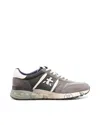 Premiata Lander Sneakers In Green Suede And Fabric In Grey