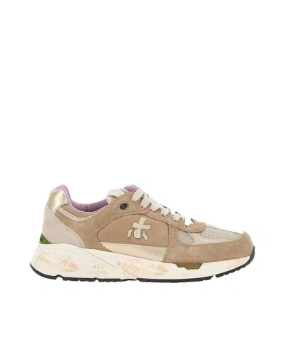 Premiata Lace-up Low-cut Casual Shoes In Toni Neutri