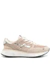 Premiata Low Top Sneakers With Mesh And Metallic In Beige