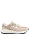 Premiata Low Top Sneakers With Mesh And Metallic In Beige