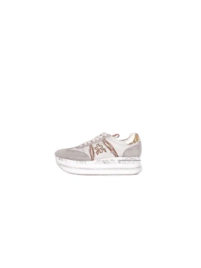 Premiata Sneakers Beige In Burgundy
