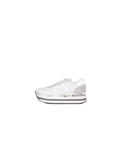 Premiata Sneakers In Bianco Beige Bianco
