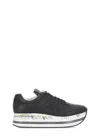 Premiata Low Top Sneakers With Contrast Platform Sole In Black